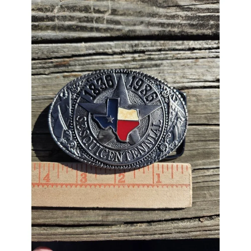 Vintage TL&B‎ Brass Texas Sesquicentennial 1836-1986 Metal Belt  Numbered 1508